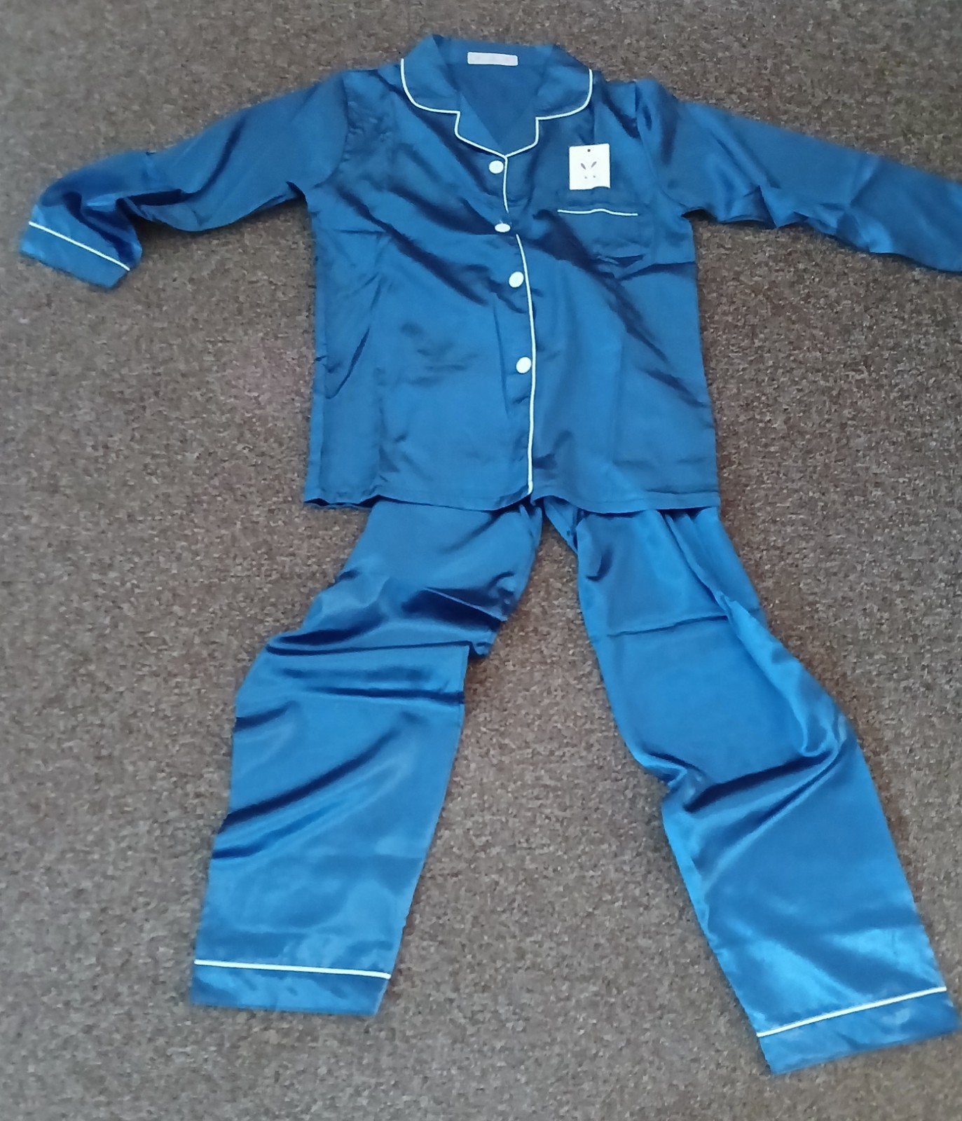 Koningsblauwe satijnen pyjama in maat 18 kinderen, Ophalen of Verzenden, Nieuw, Maat 158