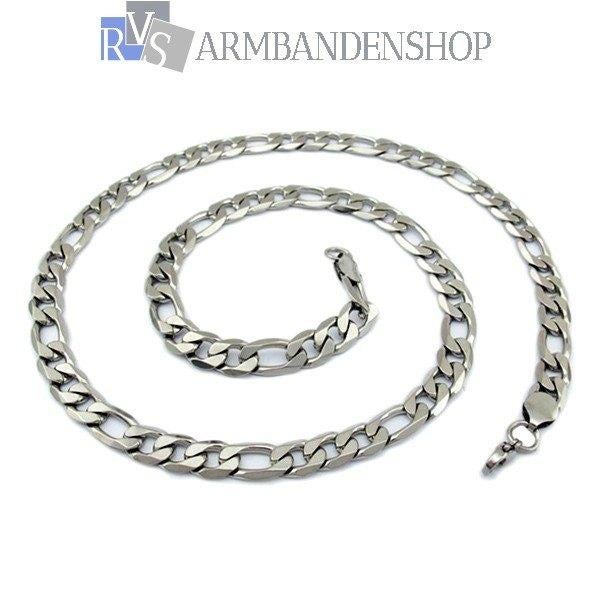 ketting Rvs zilver figaro ketting 60 cm lang heren ketting, Verzenden, Nieuw, Zilver, Overige materialen