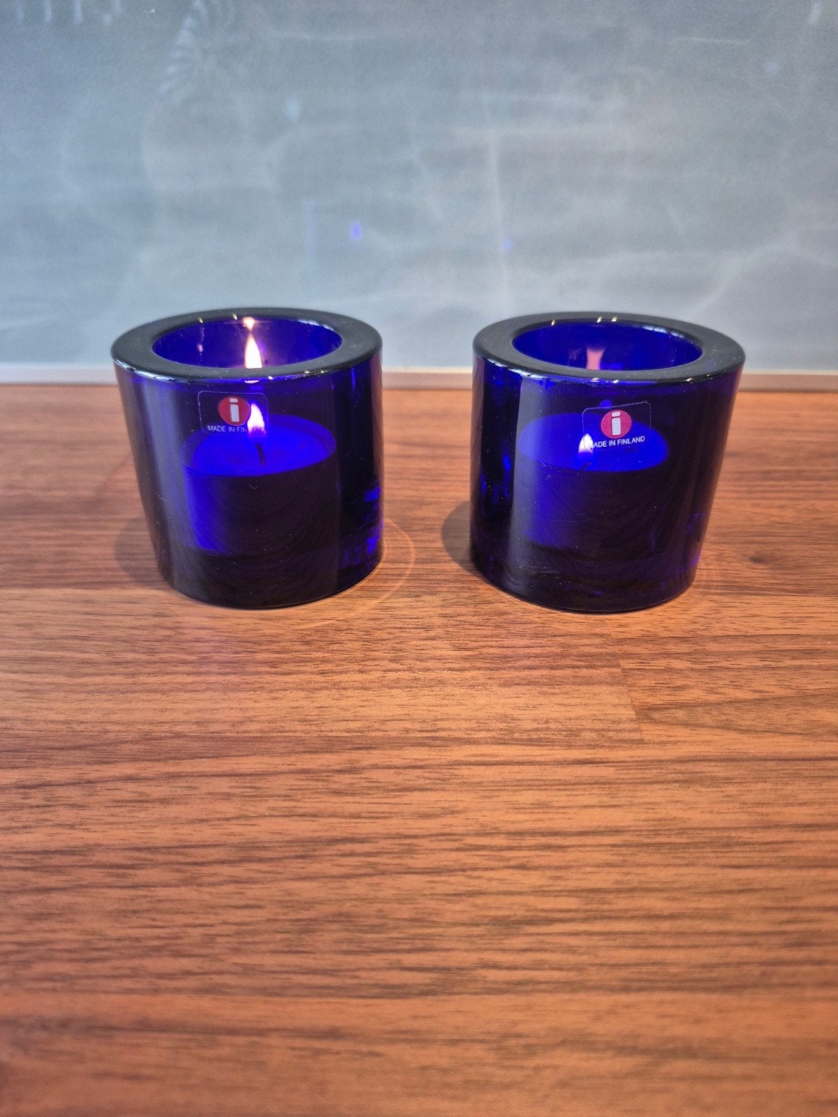 2 Iittala Kivi Kobaltblauw Waxinelichthouder, Blauw, Waxinelichthouder, Ophalen of Verzenden, Glas