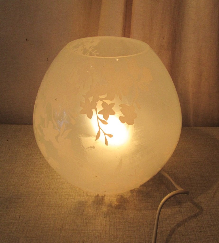 Prachtige Retro Glazen Tafellamp - 22cm, Ophalen of Verzenden, Zo goed als nieuw, Glas