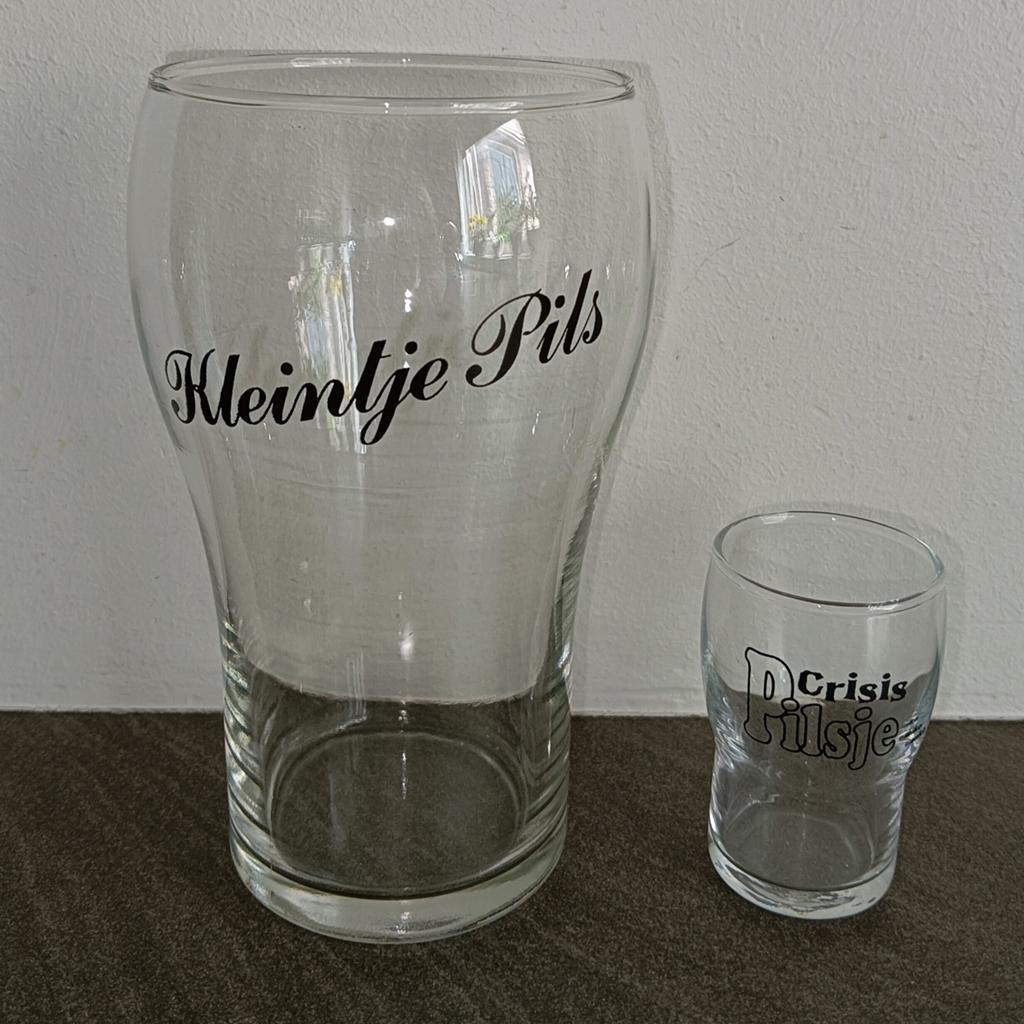 Groot bierglas met miniatuur bierglaasje, Ophalen of Verzenden, Zo goed als nieuw, Bierglas