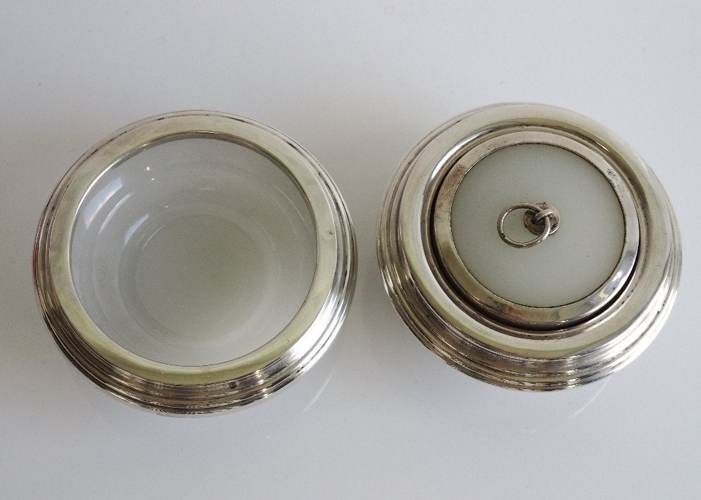 19e eeuwse kaptafelset, Opaline-glas met zilver, Antiek en Kunst, Ophalen of Verzenden, Zilver