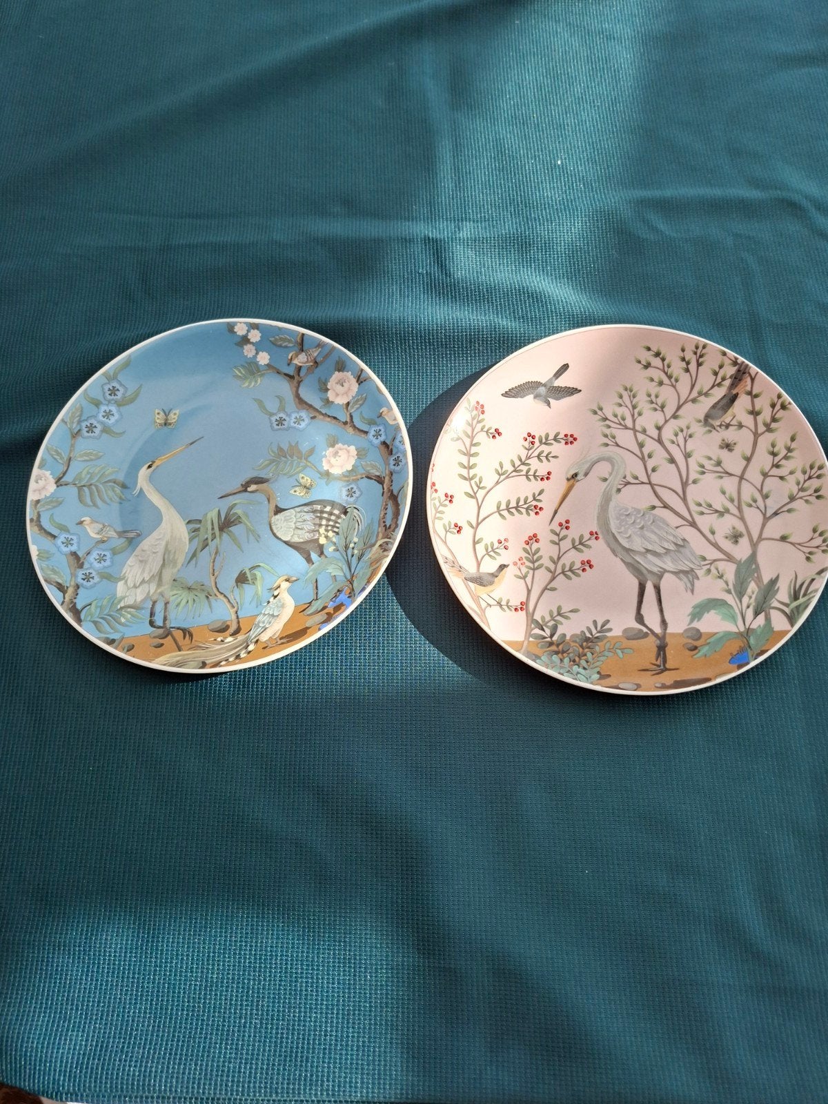 Set van 2 decoratieve borden met vogelmotieven - Siaki, Huis en Inrichting, Overige merken, Keramiek, Ophalen of Verzenden, Zo goed als nieuw