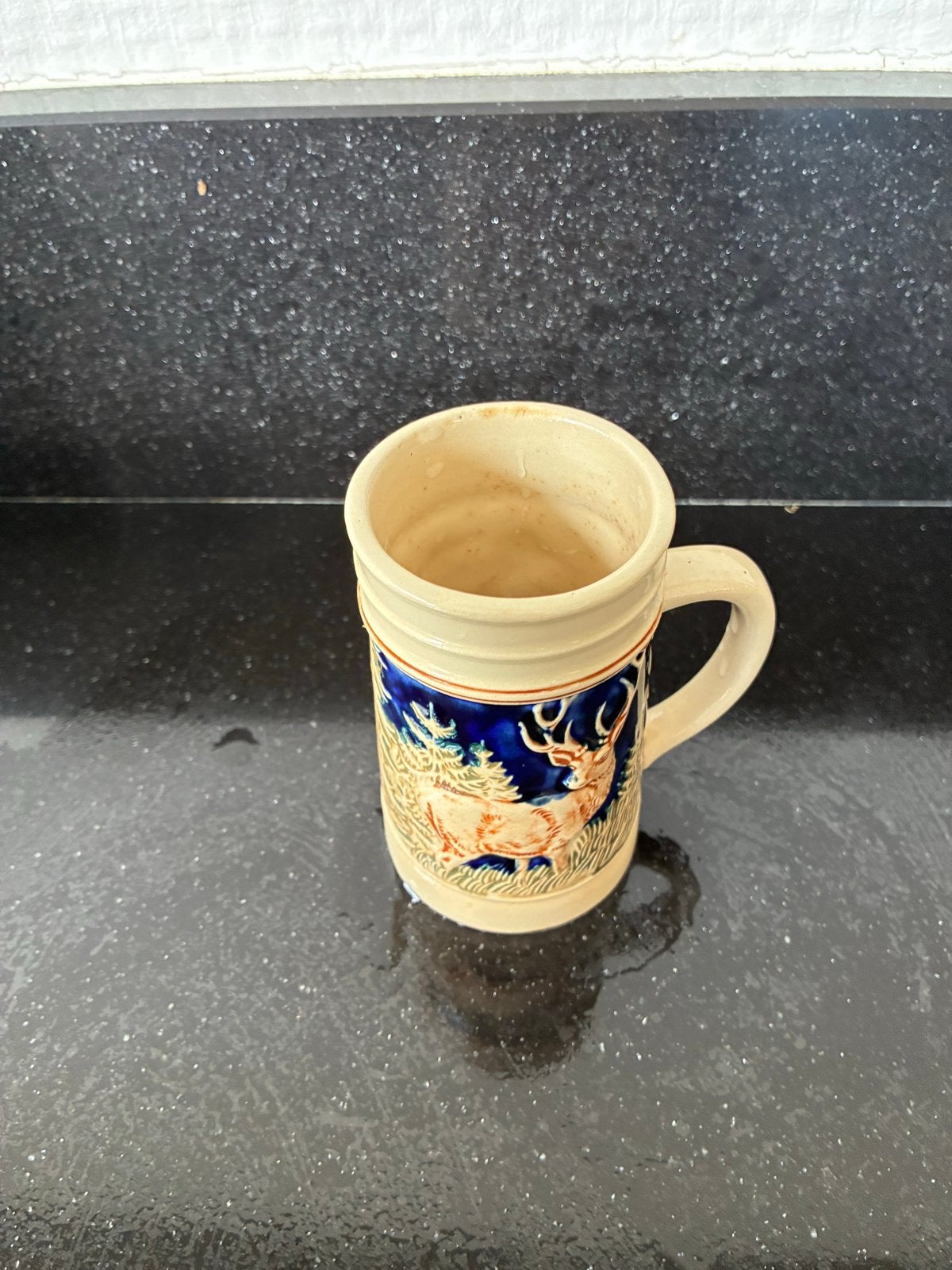 Vintage Duitse Bierpul - Keramiek met Herten en Mensen, Ophalen of Verzenden