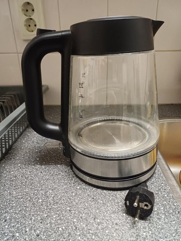 Quigg Waterkoker  - Glas en RVS, 1 tot 2 liter, Ophalen of Verzenden, Gebruikt, Rvs