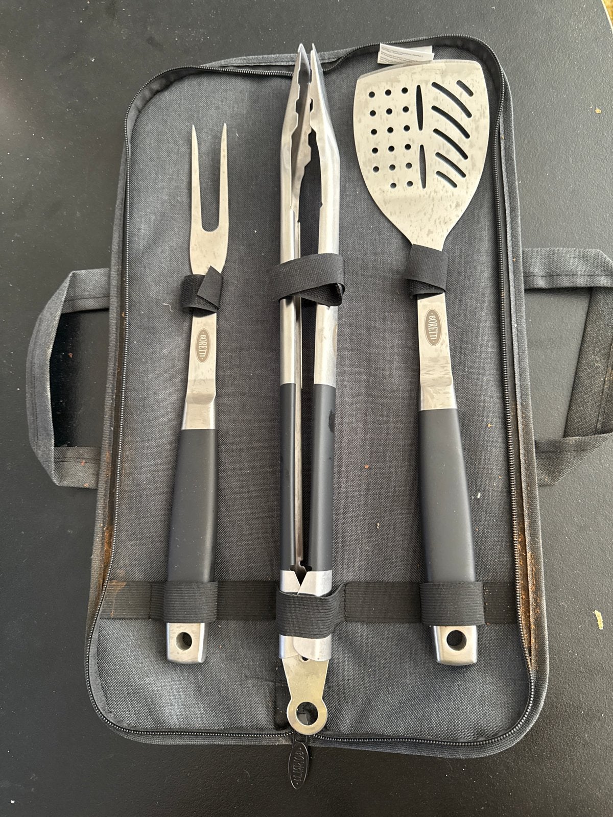 Boretti BBQ Gereedschap Set - Tang, Spatel, Vork, Ophalen of Verzenden, Gebruikt