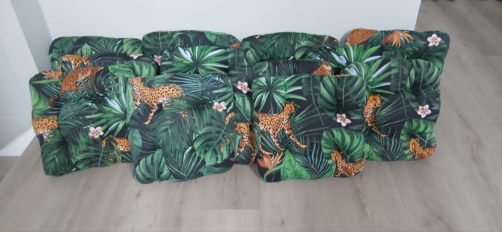 Z.g.a.n. 12 sier/zitkussentjes jungle print, Ophalen, Met print, Vierkant, Zo goed als nieuw