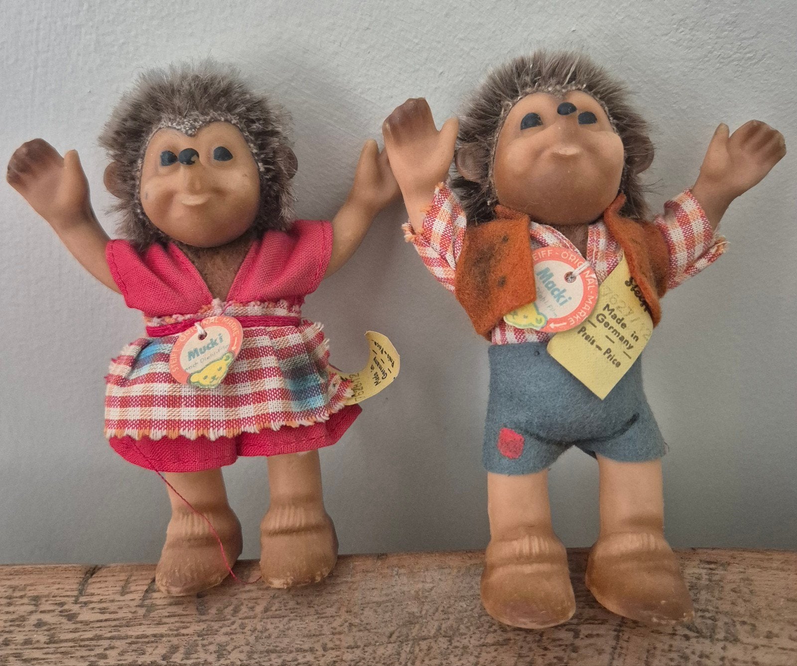 Vintage Steiff Egelset Mucki & Macki (12 cm) – Jaren '60/'70, Ophalen of Verzenden, Zo goed als nieuw
