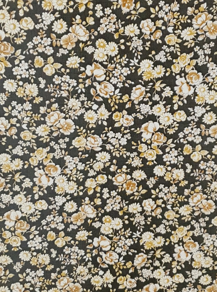 13640 Fijn bloemen behang op donkerbruine basis swiet, Ophalen of Verzenden, Bruin