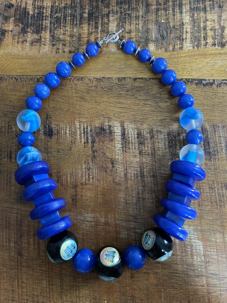 Koningsblauw ketting, Ophalen of Verzenden, Nieuw, Blauw, Overige materialen