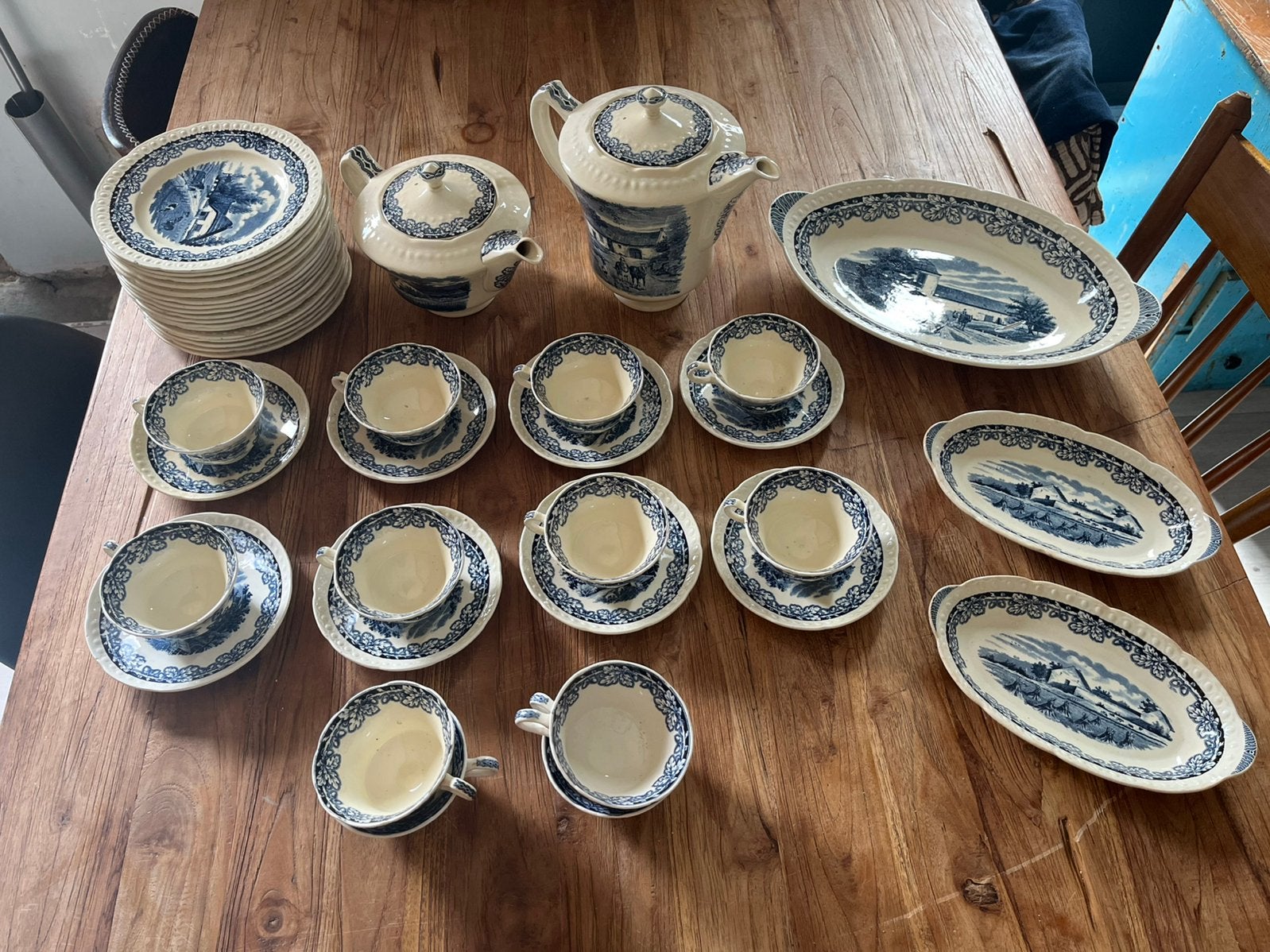 Boerenhoeve societe ceramique Maastricht blauw, Antiek en Kunst, Ophalen