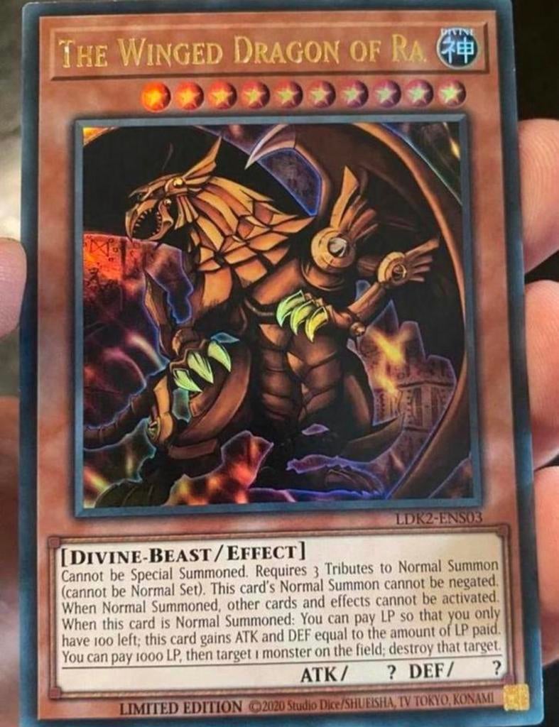 Yu-Gi-Oh! Egyptian God Card Set Obelisk Ra Slifer LDK2 Print, Ophalen of Verzenden, Zo goed als nieuw, Meerdere kaarten, Foil