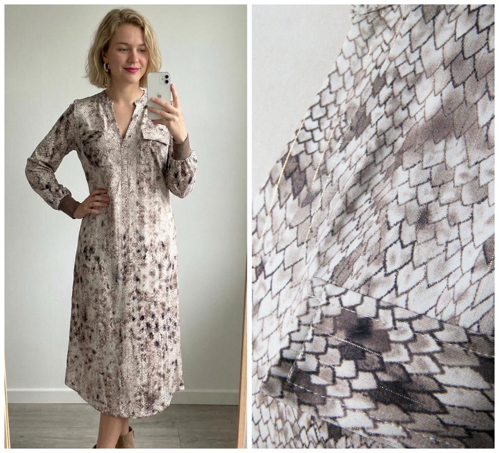 K-Design - prachtige lange midi jurk creme bruin - maat S, Kleding | Dames, Jurken, K-design, Bruin, Verzenden, Zo goed als nieuw