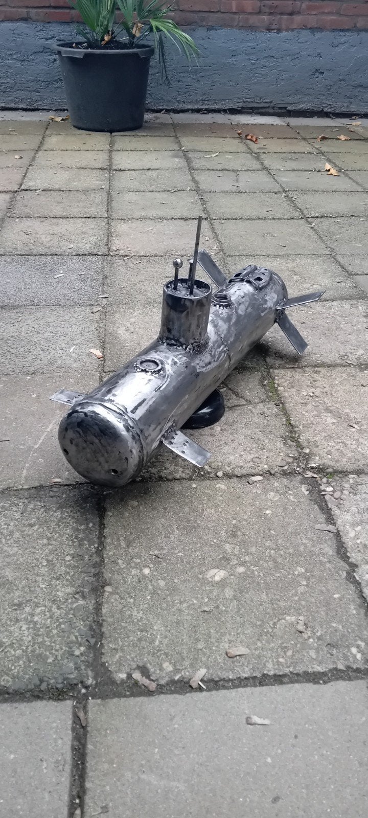Unieke metalen duikboot sculptuur - 60cm handgemaakt, Ophalen, Metaal