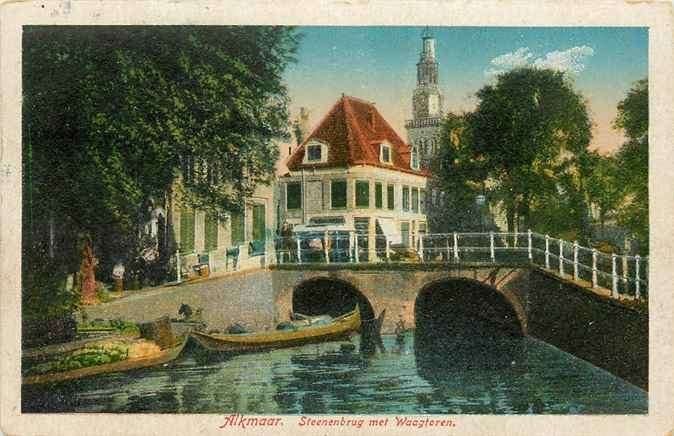 301-040-034 Alkmaar Steenenbrug met Waagtoren, Verzenden, Voor 1920, Noord-Holland