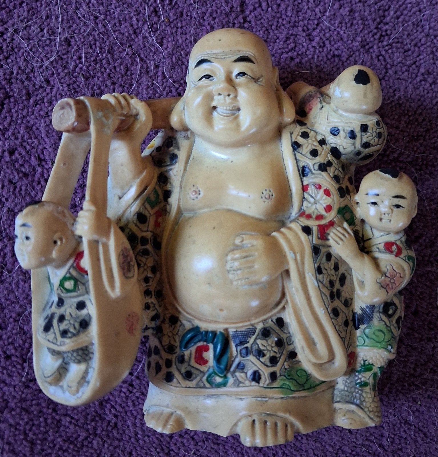 Boeddha beeldje met kinderen voor gezinsgeluk, geluk brenger, Antiek en Kunst, Ophalen of Verzenden