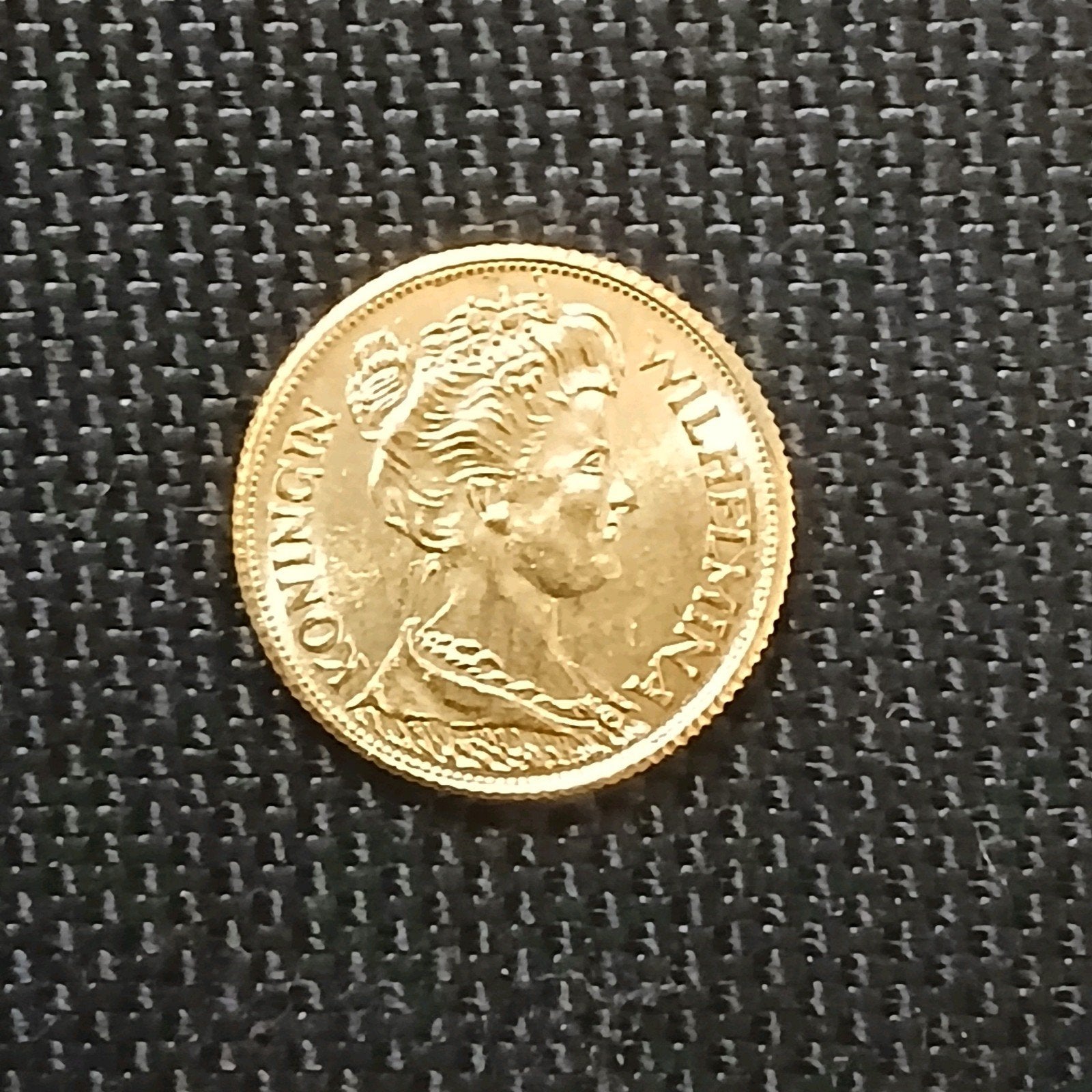 Goud vergulding 5 Gulden naslag Wilhelmina vijfje uit 1912, Verzenden, 5 gulden, Goud, Koningin Wilhelmina