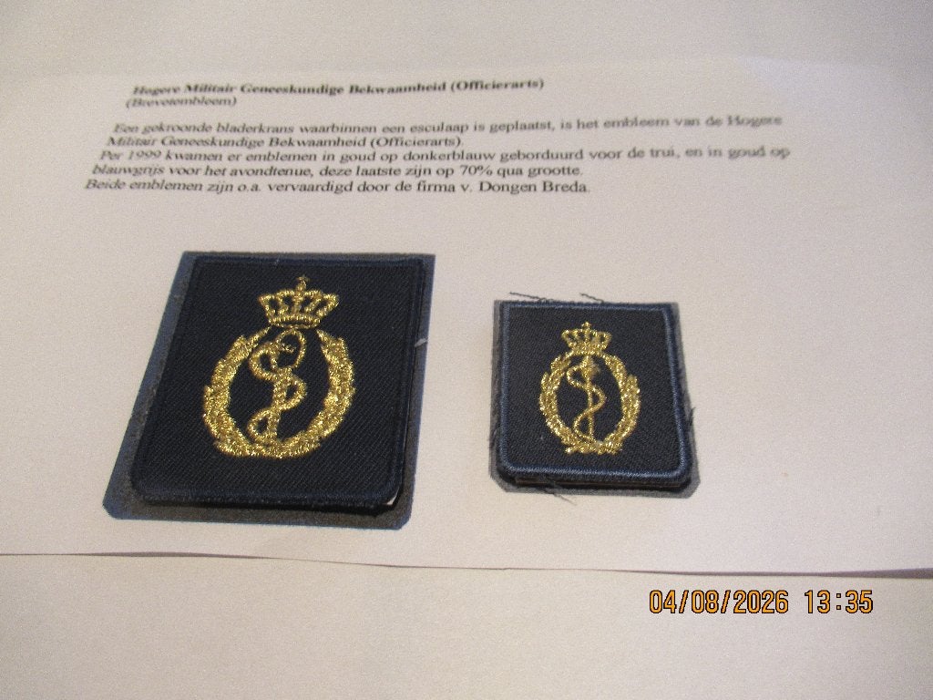 Hogere Militair Geneeskundige bekwaamheid Officiersarts, Verzenden, Luchtmacht, Nederland, Embleem of Badge