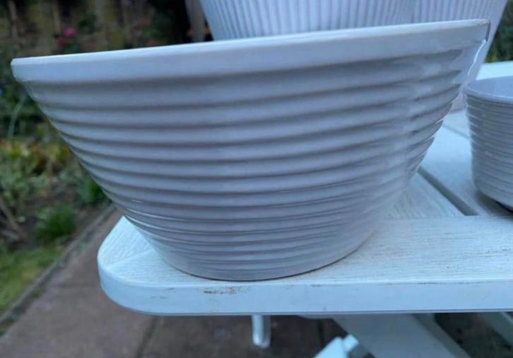 Erica/ Westraven, Vintage , 19x 9 cm Bloempot / schaal Wit, Tuin en Terras, Rond, Ophalen of Verzenden, Zo goed als nieuw, Aardewerk