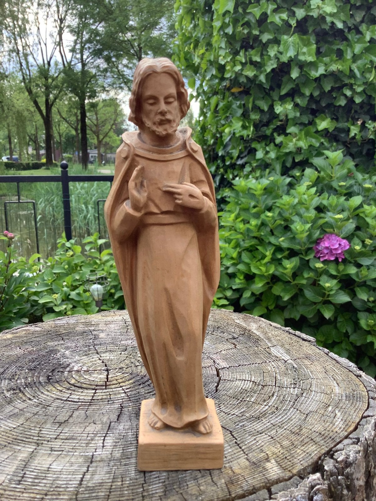 Antiek Houten heiligenbeeld ❤️ Jezus Heilig Hart, Ophalen of Verzenden