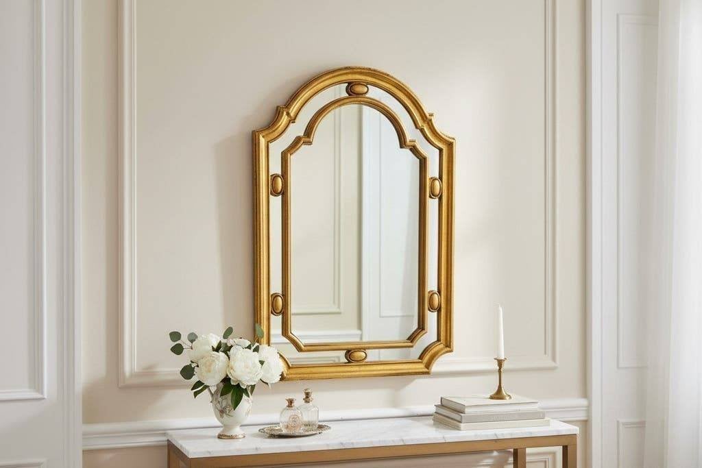 Vintage 'gouden' barok spiegel / wandspiegel, Ophalen, Rechthoekig
