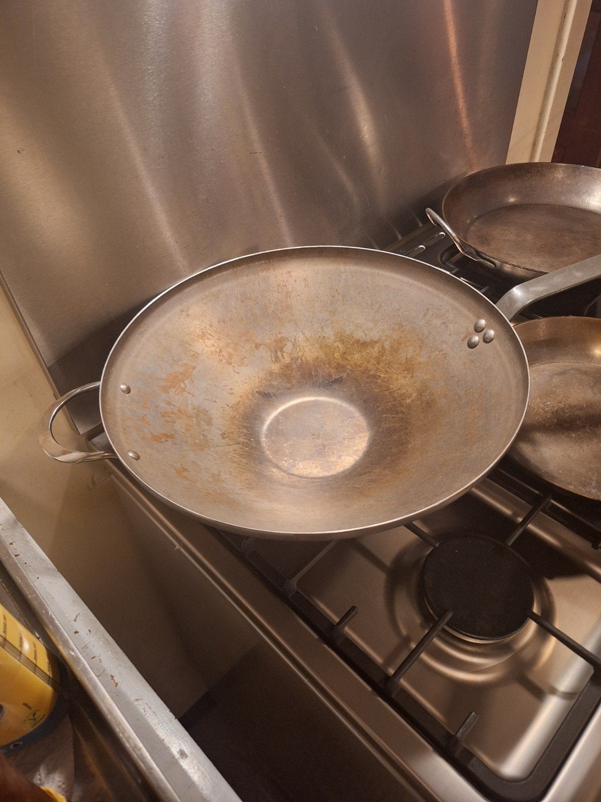 De Buyer Koekenpannen en Wok - Gebruikt, Huis en Inrichting, Gebruikt, De Buyer, Ophalen of Verzenden, Geschikt voor inductie