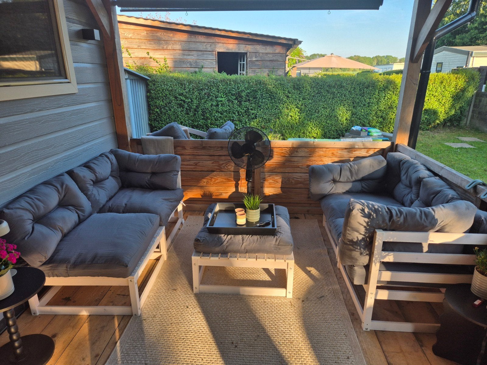 Modulaire houten loungeset, zgan, Ophalen of Verzenden, Zo goed als nieuw, Hout