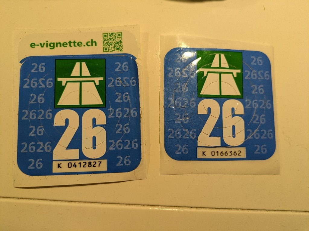 Zwitserland vignet 2x, Tickets en Kaartjes, Eén persoon