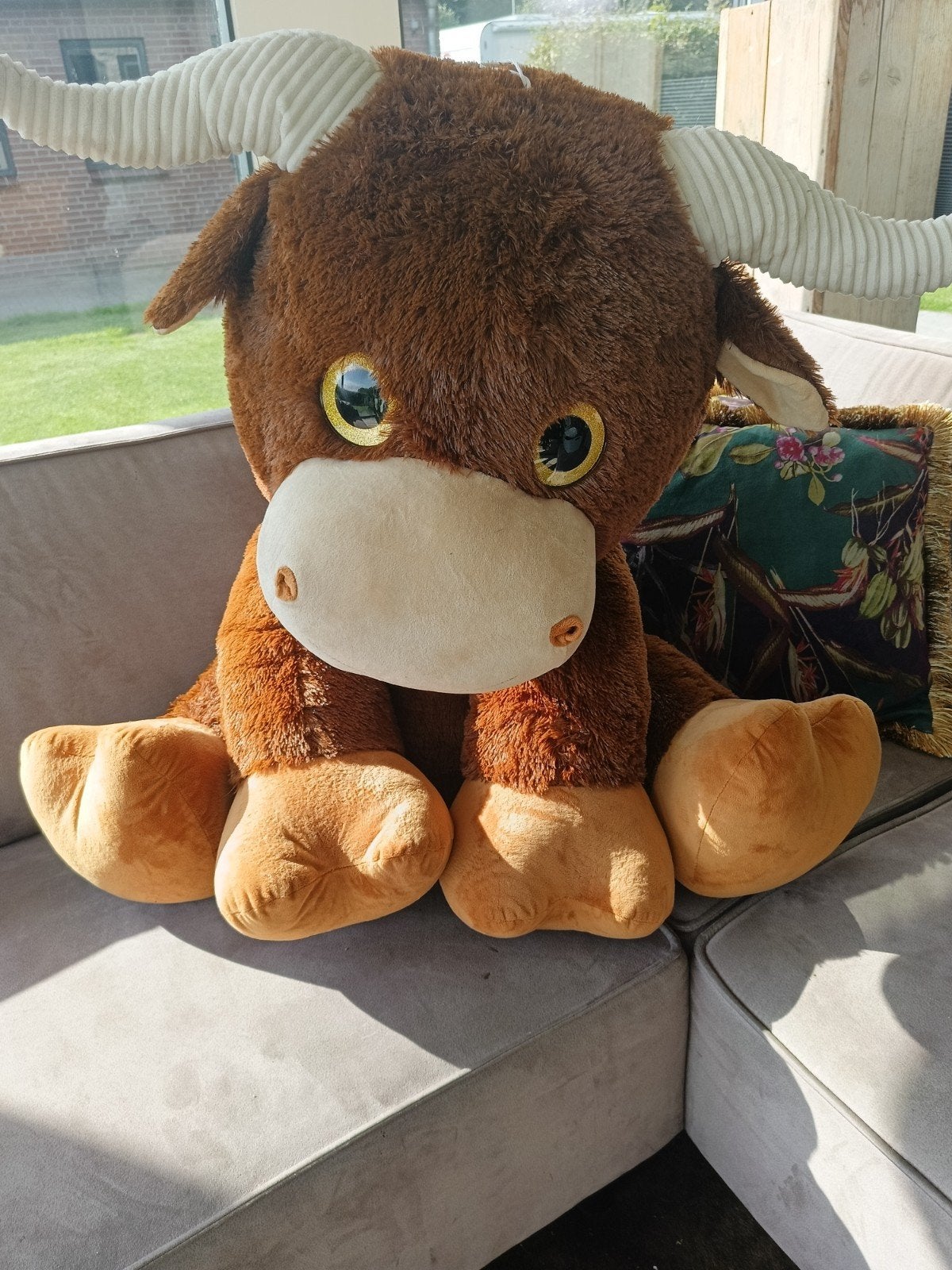 Grote knuffel stier 80 cm, Ophalen, Overige typen, Zo goed als nieuw, Bruin