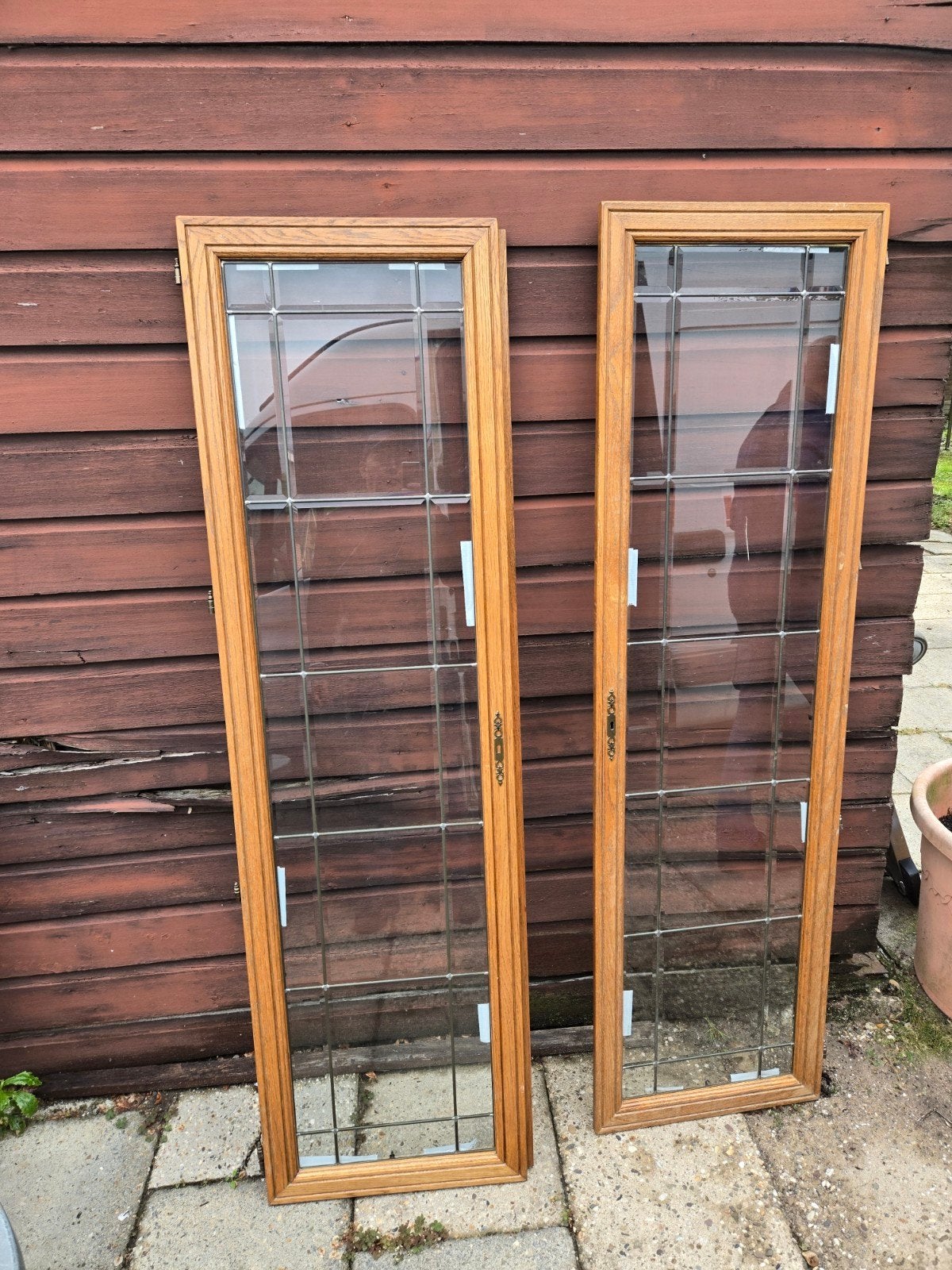 Glas in lood  (2 stuks), Gevelraam of Ruit, Gebruikt, Glas in lood, 80 tot 120 cm