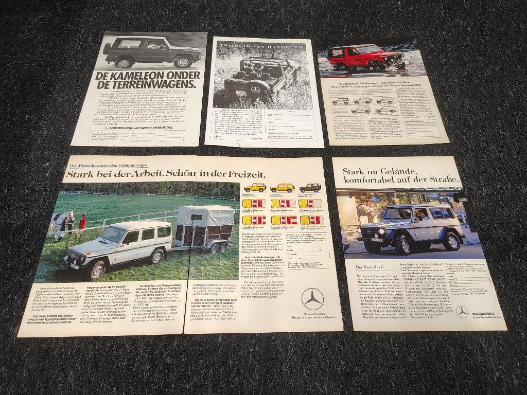 5x Reclame (A4) Mercedes G-Klasse (1978-1985), Verzenden, Auto's