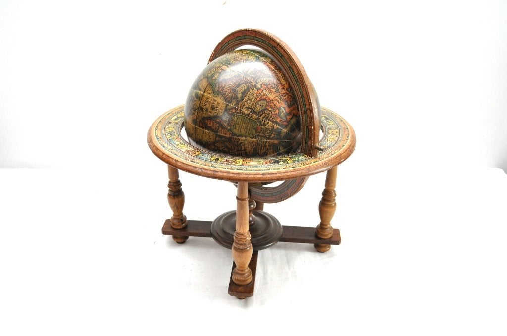 Vintage wereldbol, Gebruikt, Ophalen of Verzenden, Antieke wereldbol, Hout