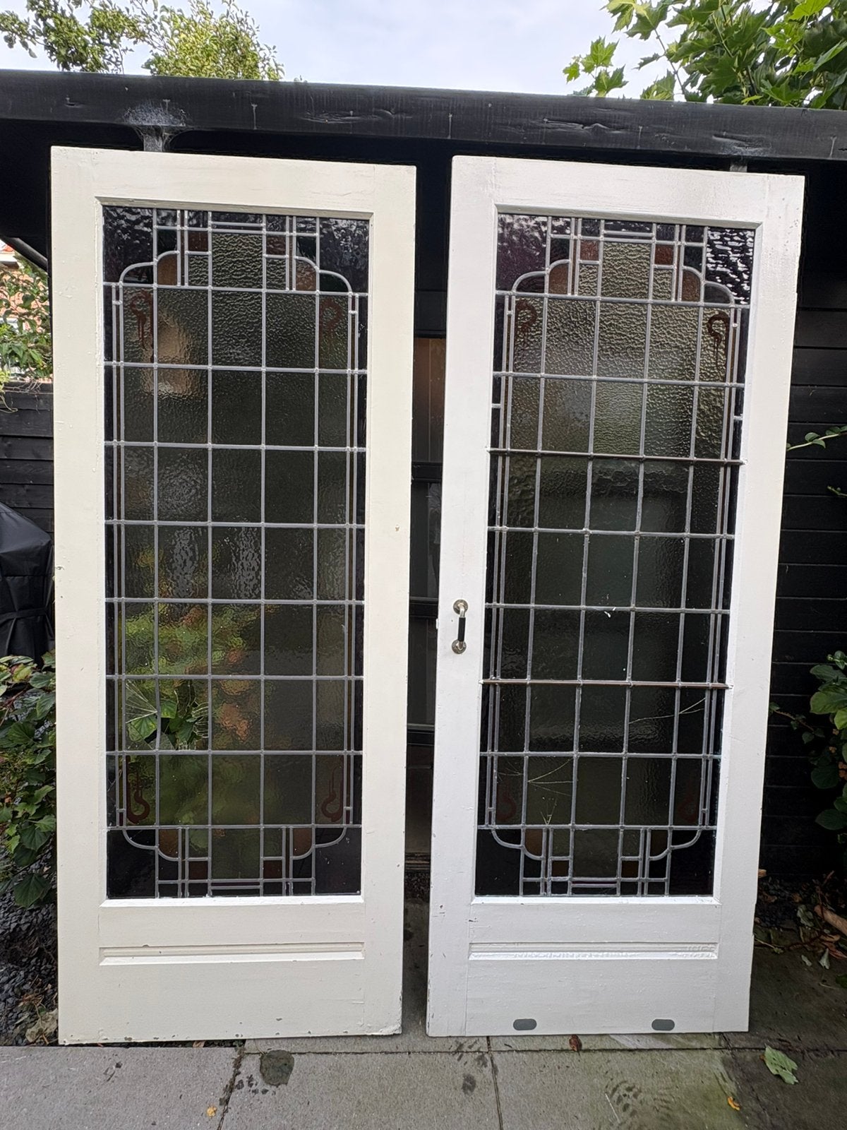 Originele jaren 30 glas-in-lood deuren met scharnieren, Ophalen, Gebruikt, Overige typen, Glas