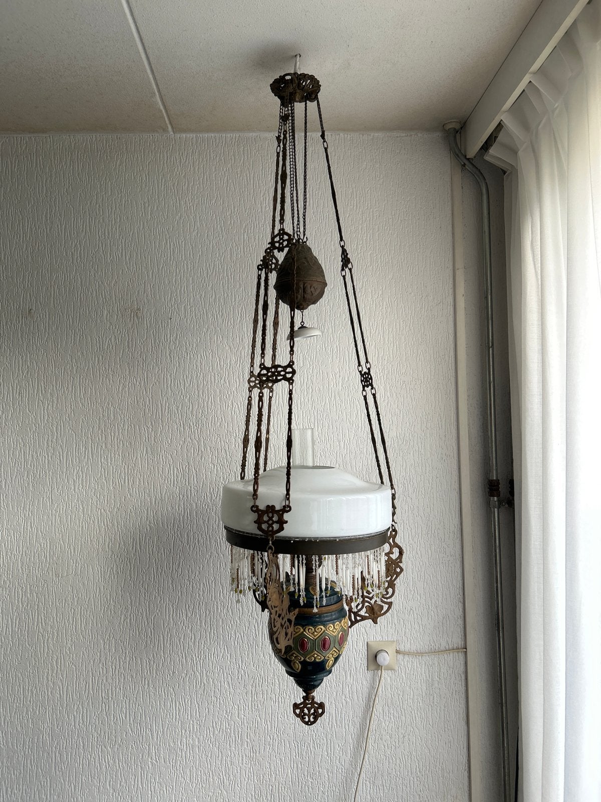 Antieke olielamp - Prachtige decoratieve hanglamp, Ophalen