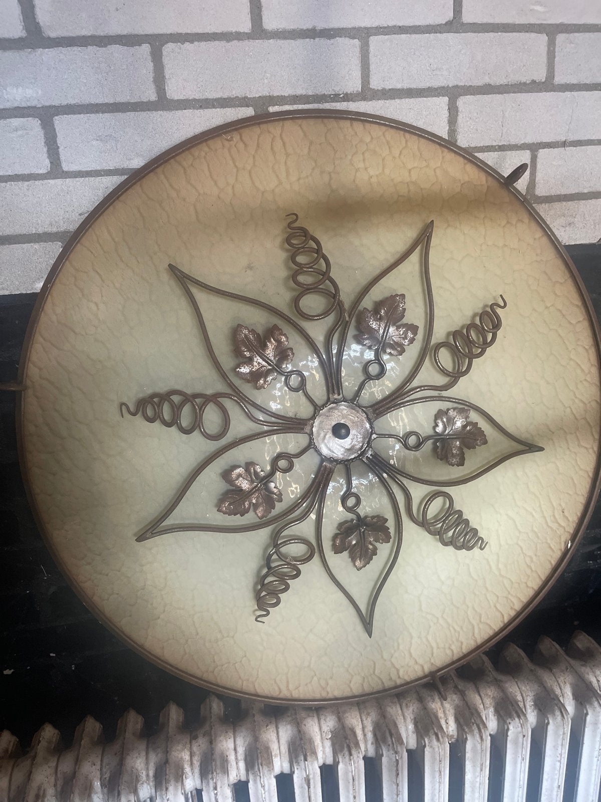 Vintage Plafondlamp met Druivenblad Decoratie, Ophalen of Verzenden