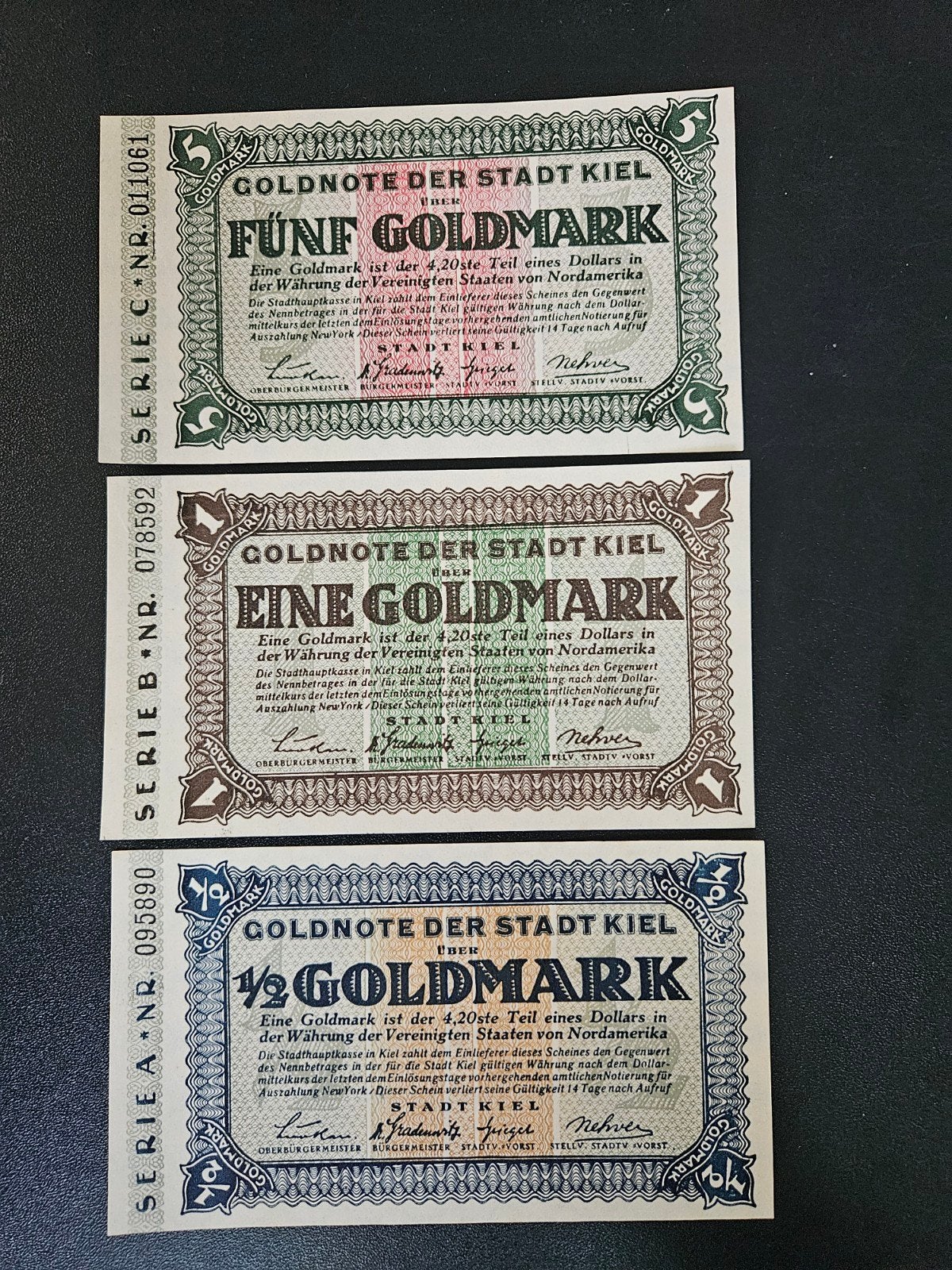 Duitsland Kiel Schleswig-Holstein UNC 1923 GOLDMARK/dollar, Verzenden, Duitsland, Los biljet