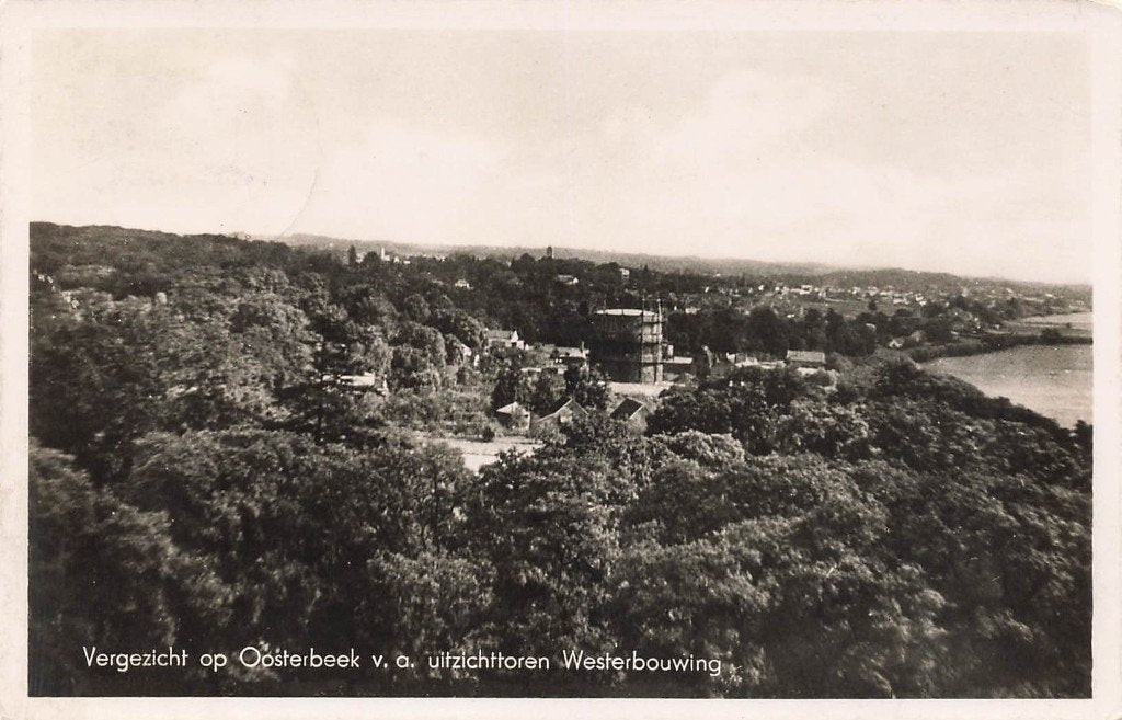 Vergezicht op Oosterbeek van af uitzichttoren Westerbouwing, Ophalen of Verzenden, 1940 tot 1960, Gelopen, Gelderland