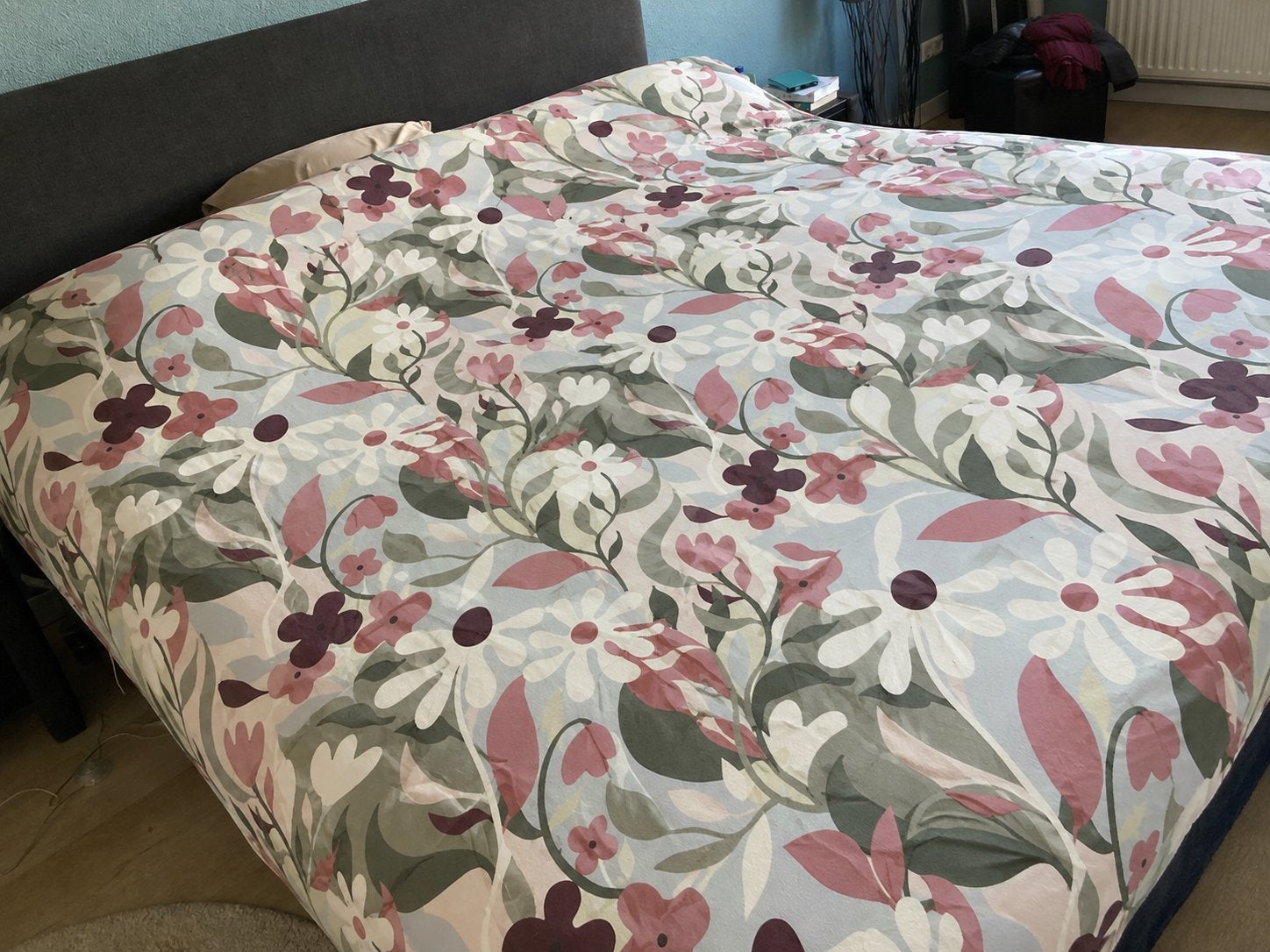 Dekbedovertrek met bloemenprint, Ophalen, Gebruikt, Eenpersoons, Meerkleurig