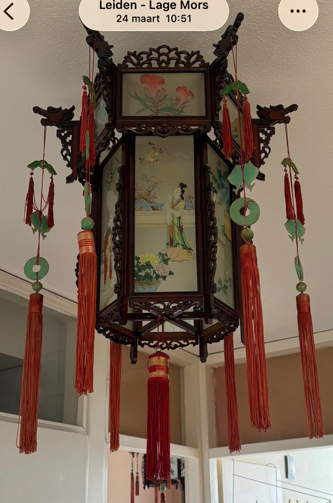 Eiken houten chineese lampen 2x, Ophalen, Zo goed als nieuw