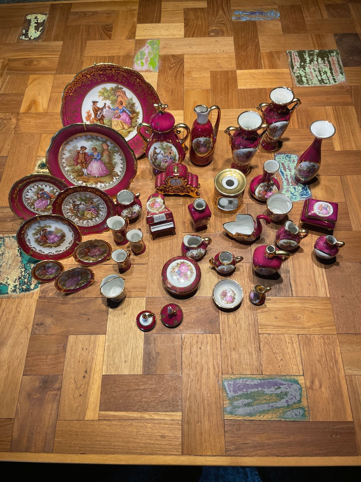 Collectie van 38 Vintage Limoges Porselein Miniaturen, Ophalen of Verzenden