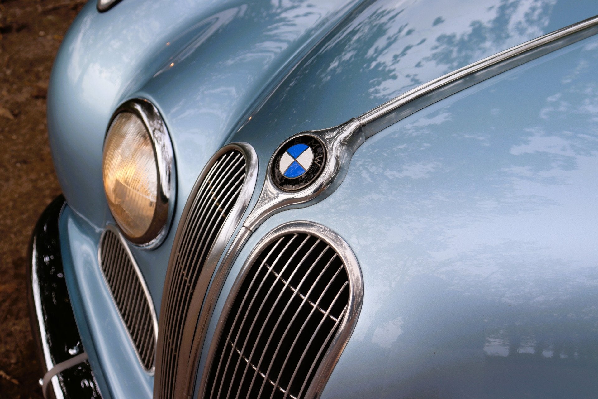 BMW 501-6 BAUR Cabriolet 6 Cilinder (bj 1955), Auto's, Cabriolet, Blauw, Leder, Bedrijf