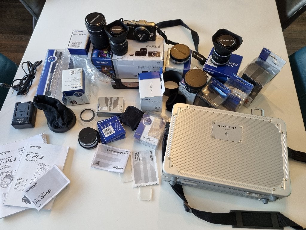 Olympus Pen E-PL3 compleet met objectieven en toebehoren., Overige typen, Olympus, Ophalen of Verzenden, Beschermhoes/tas