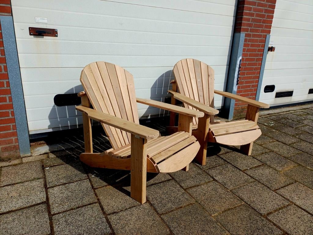 Massief eiken Adirondack/Canadian/Bearchair deckchairs, Tuin en Terras, Ophalen, Nieuw, Hout