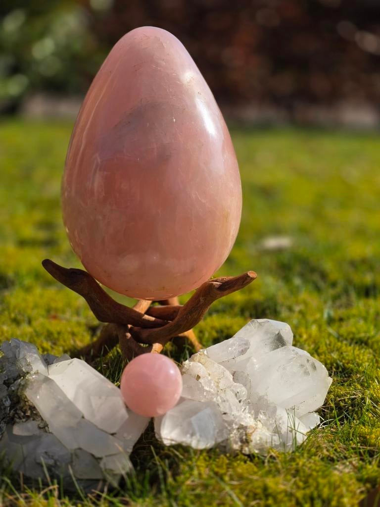 Grote xxxl  Rozenkwarts Ei 22 cm x 15 cm uit Madagaskar, Sieraden, Tassen en Uiterlijk, Edelstenen, Ophalen of Verzenden, Zo goed als nieuw