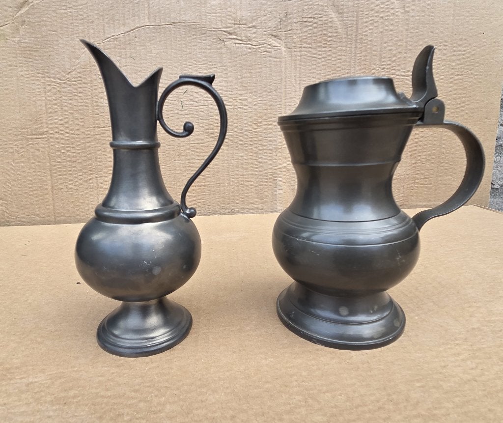 Mooie set van 2 vintage tinnen kannen, Antiek en Kunst, Ophalen of Verzenden
