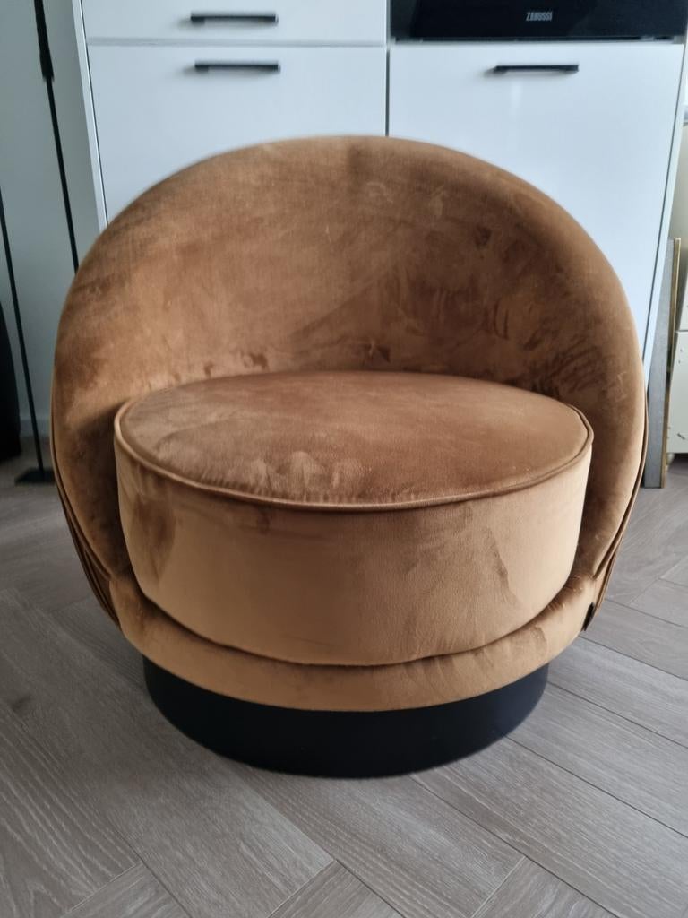 Riverdale fauteuil goudbruin - Zo goed als nieuw, Ophalen of Verzenden, Zo goed als nieuw, Stof