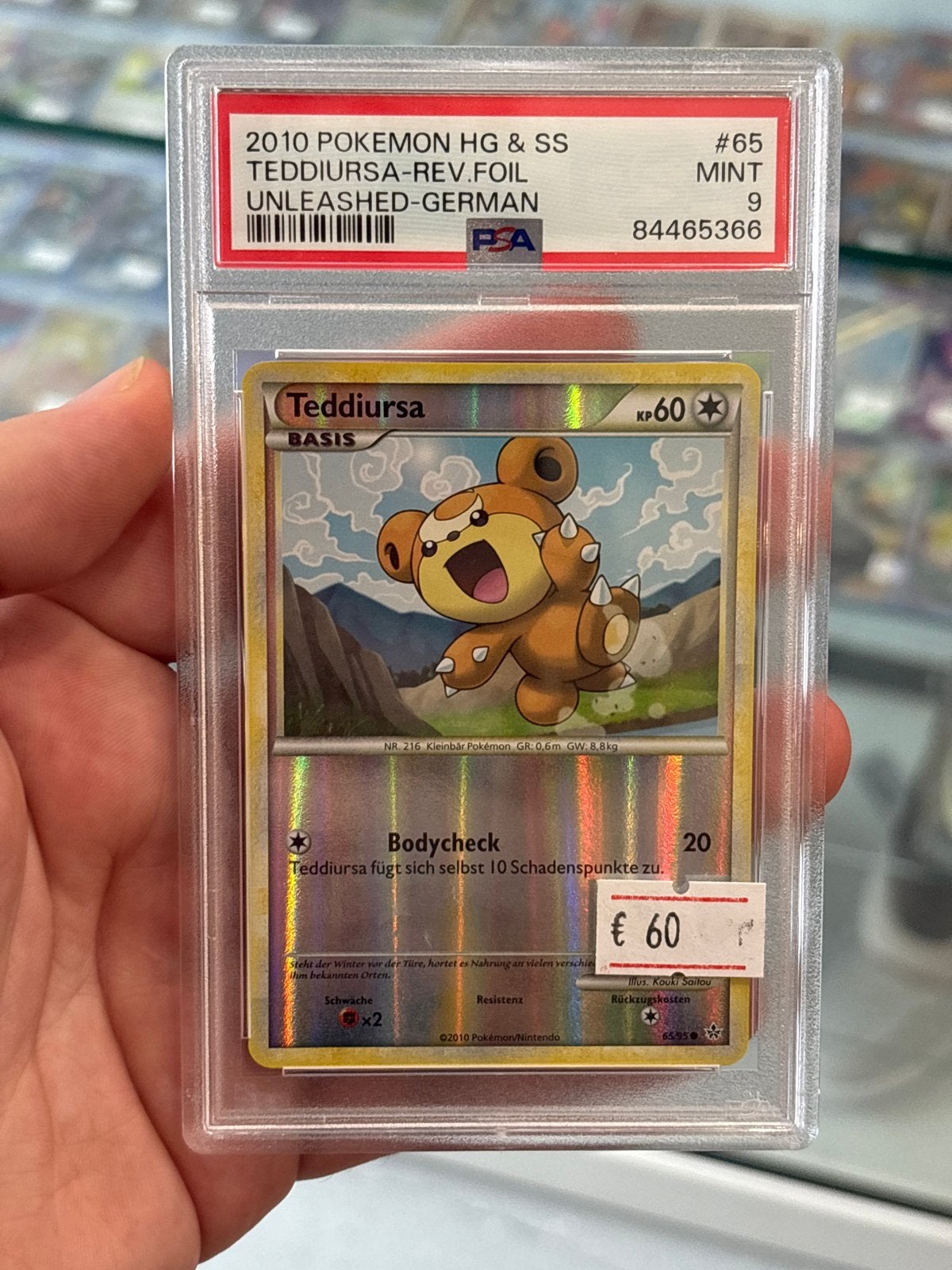 2010 Pokemon HG & SS Teddiursa Rev. Foil Unleashed-German PS, Ophalen of Verzenden, Zo goed als nieuw, Losse kaart, Foil
