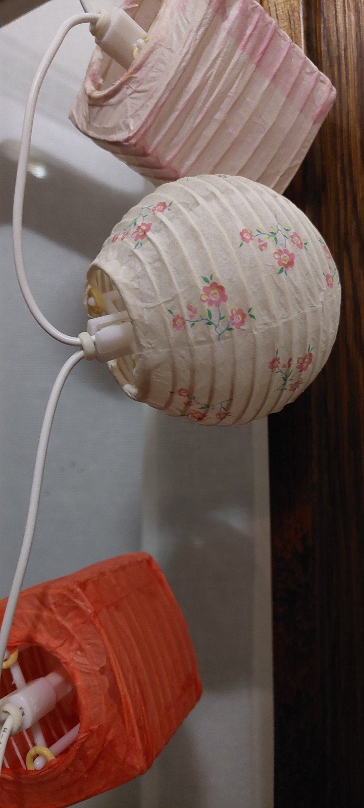 Slinger met papieren lampionnen - sfeervolle verlichting, Overige stijlen, Gebruikt, Meerkleurig, Textiel