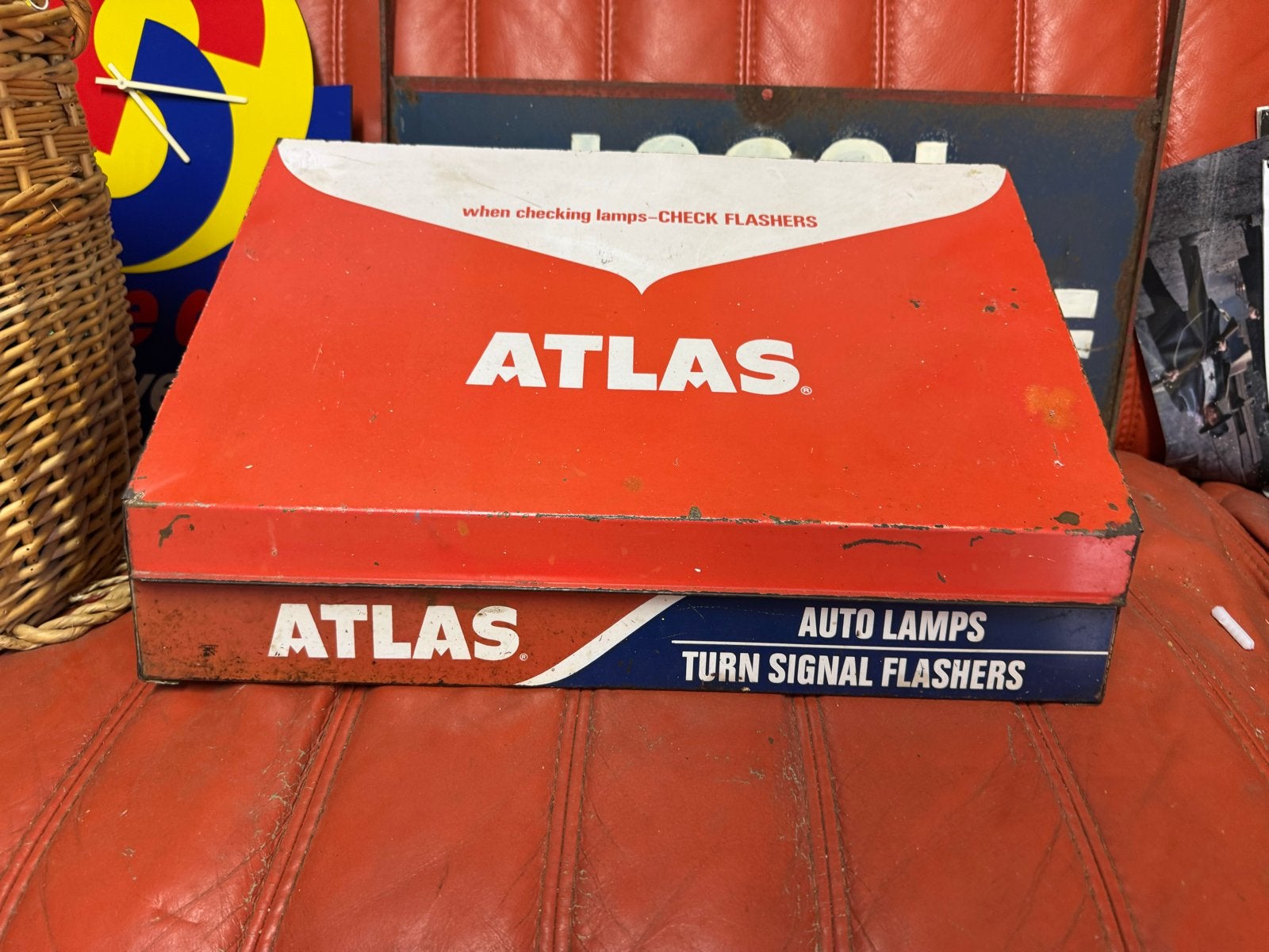Vintage Atlas Auto Lampen en Knipperlichten Display Box, Verzamelen, Ophalen, Reclamebord, Gebruikt, .