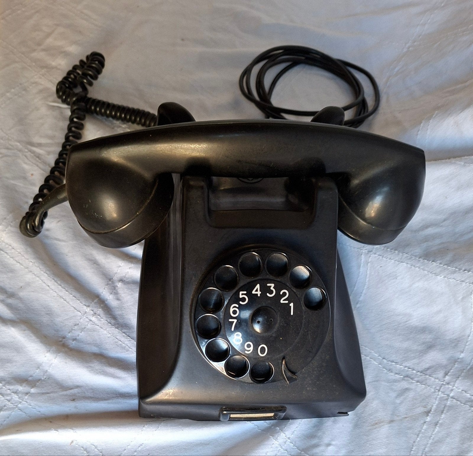 Vintage PTT Draaischijf Telefoon Zwart Bakeliet, Telecommunicatie, Ophalen of Verzenden, Gebruikt, Bakeliet